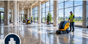 Illustrative commercial cleaning scene