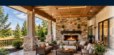 Illustrative modern farmhouse outdoor patio